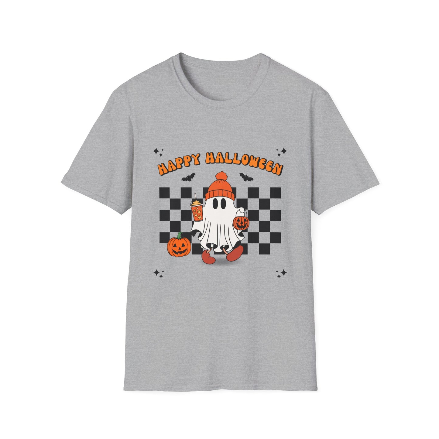 Happy Halloween Ghost T-Shirt, Unisex Softstyle Tee, Spooky Season Shirt, Fall Fashion, Halloween Gift, Cozy Casual Outfit