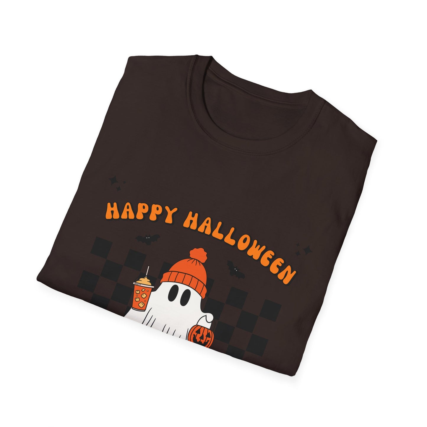 Happy Halloween Ghost T-Shirt, Unisex Softstyle Tee, Spooky Season Shirt, Fall Fashion, Halloween Gift, Cozy Casual Outfit