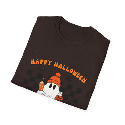 Happy Halloween Ghost T-Shirt, Unisex Softstyle Tee, Spooky Season Shirt, Fall Fashion, Halloween Gift, Cozy Casual Outfit