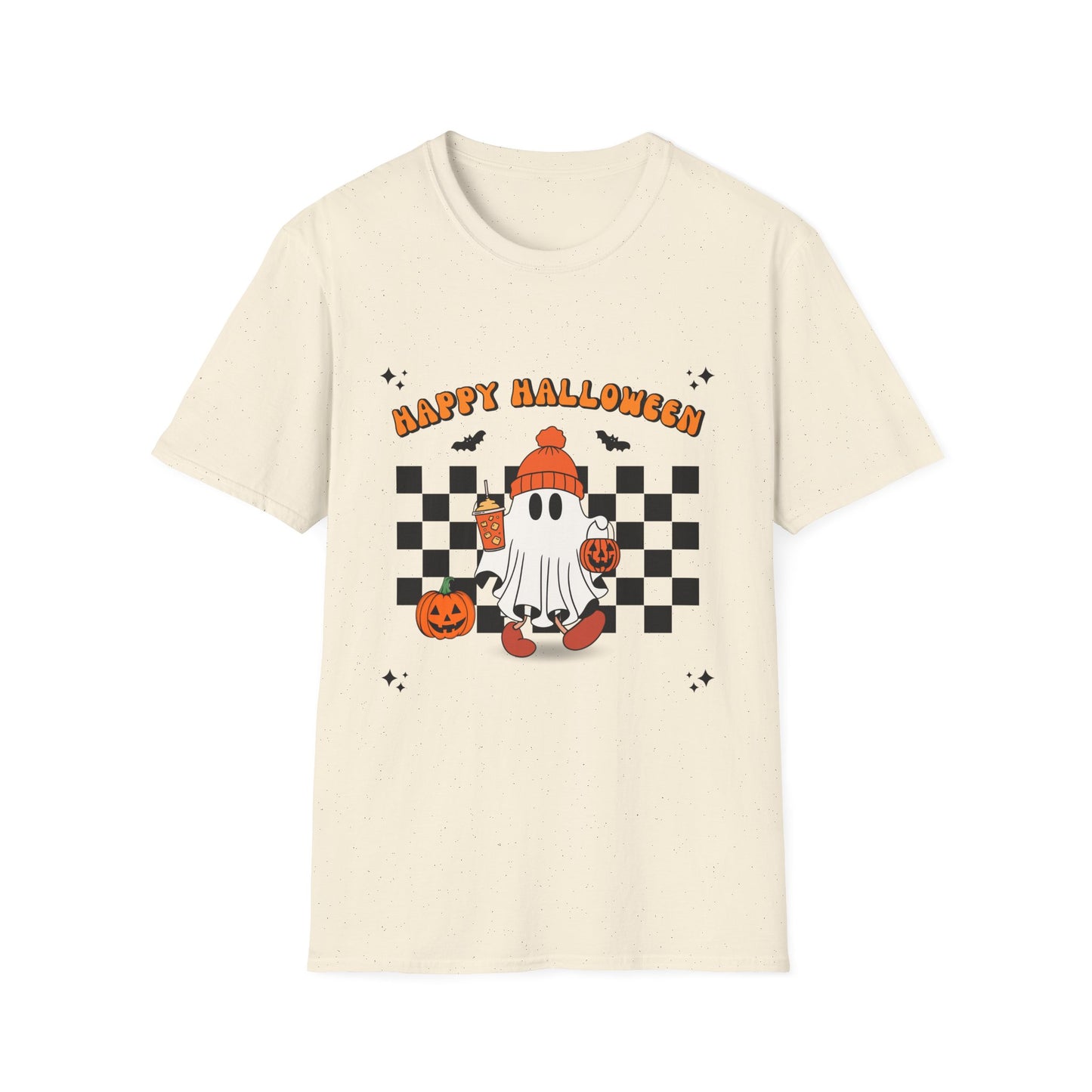 Happy Halloween Ghost T-Shirt, Unisex Softstyle Tee, Spooky Season Shirt, Fall Fashion, Halloween Gift, Cozy Casual Outfit