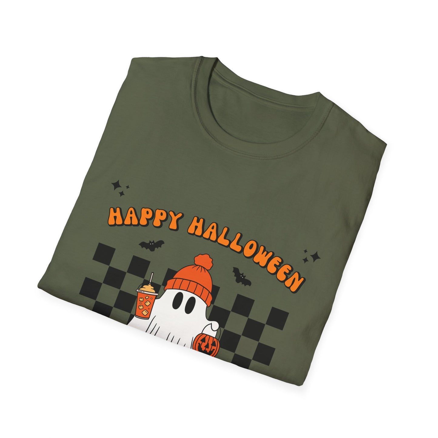 Happy Halloween Ghost T-Shirt, Unisex Softstyle Tee, Spooky Season Shirt, Fall Fashion, Halloween Gift, Cozy Casual Outfit
