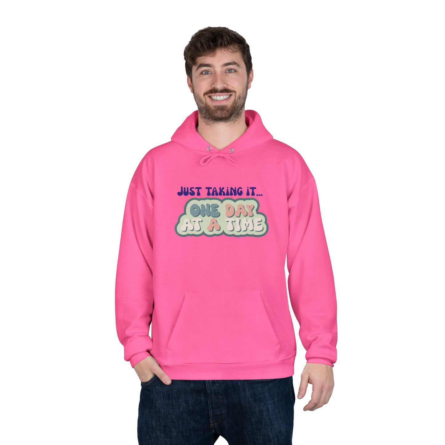 One Day at a Time Eco-Friendly Hoodie for Mindfulness & Relaxation, Unisex Sweatshirt, Gift for Self-Care, Motivational Apparel, Cozy [...]