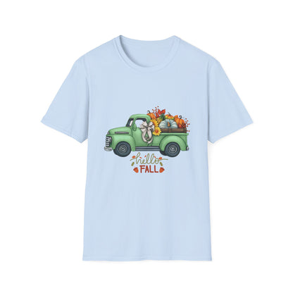 Fall-Themed Unisex T-Shirt, Hello Fall Graphic Tee, Autumn Shirt, Seasonal Apparel, Thanksgiving Outfit, Cozy Fall Style