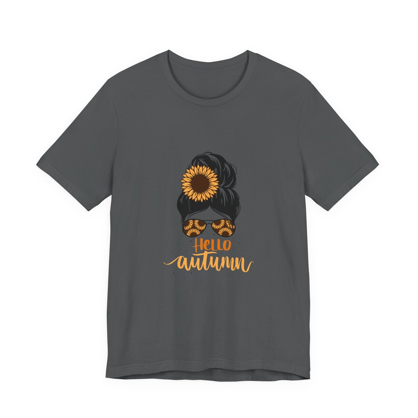Hello Autumn Sunflower Unisex Tee, Fall Shirt, Graphic T-Shirt, Cute Autumn Apparel, Gift for Her, Seasonal Fashion
