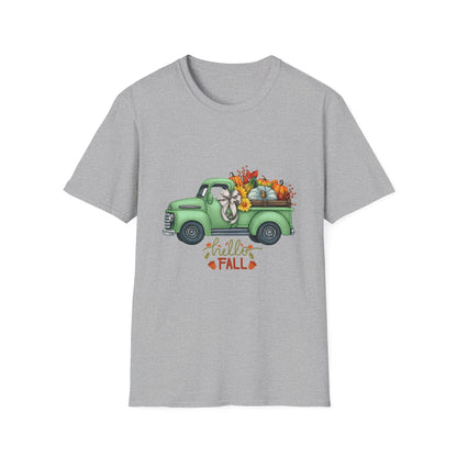 Fall-Themed Unisex T-Shirt, Hello Fall Graphic Tee, Autumn Shirt, Seasonal Apparel, Thanksgiving Outfit, Cozy Fall Style